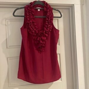 𝅺NEW York & Company Magenta Ruffle Neck Sleeveless Blouse